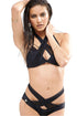 Sexy Black Mesh Cutout Wrapped 2pcs Bikini Swimsuit